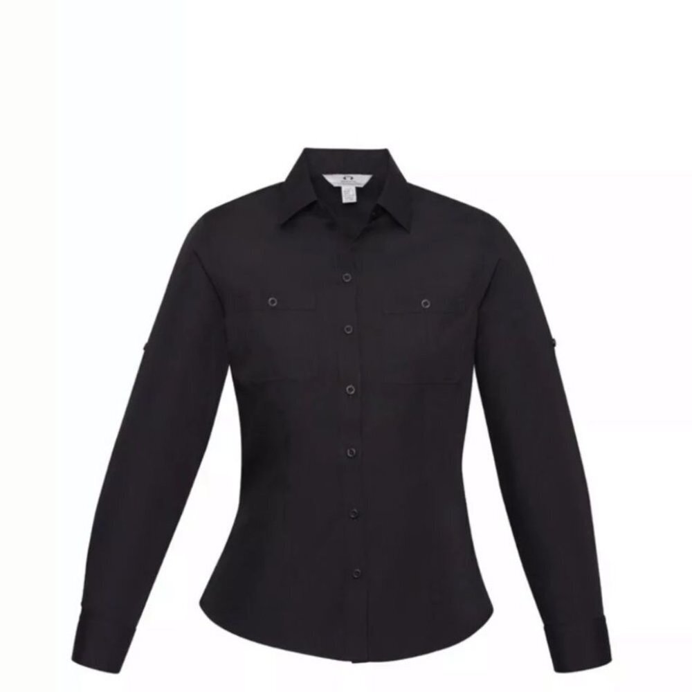 Biz Collection Black Long Sleeve Button Down New